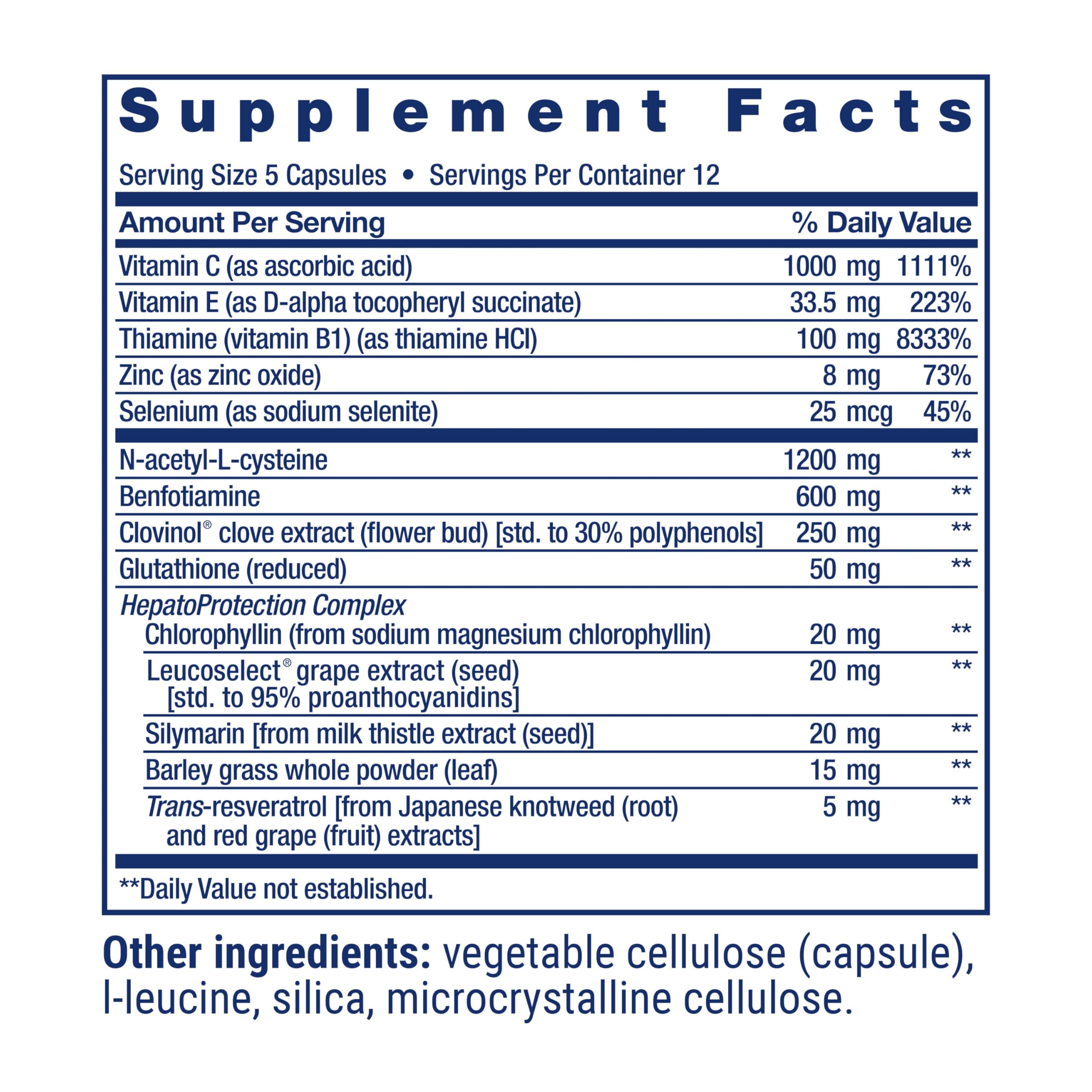 Life Extension etiqueta de ingredientes destacando vitaminas y extractos botánicos