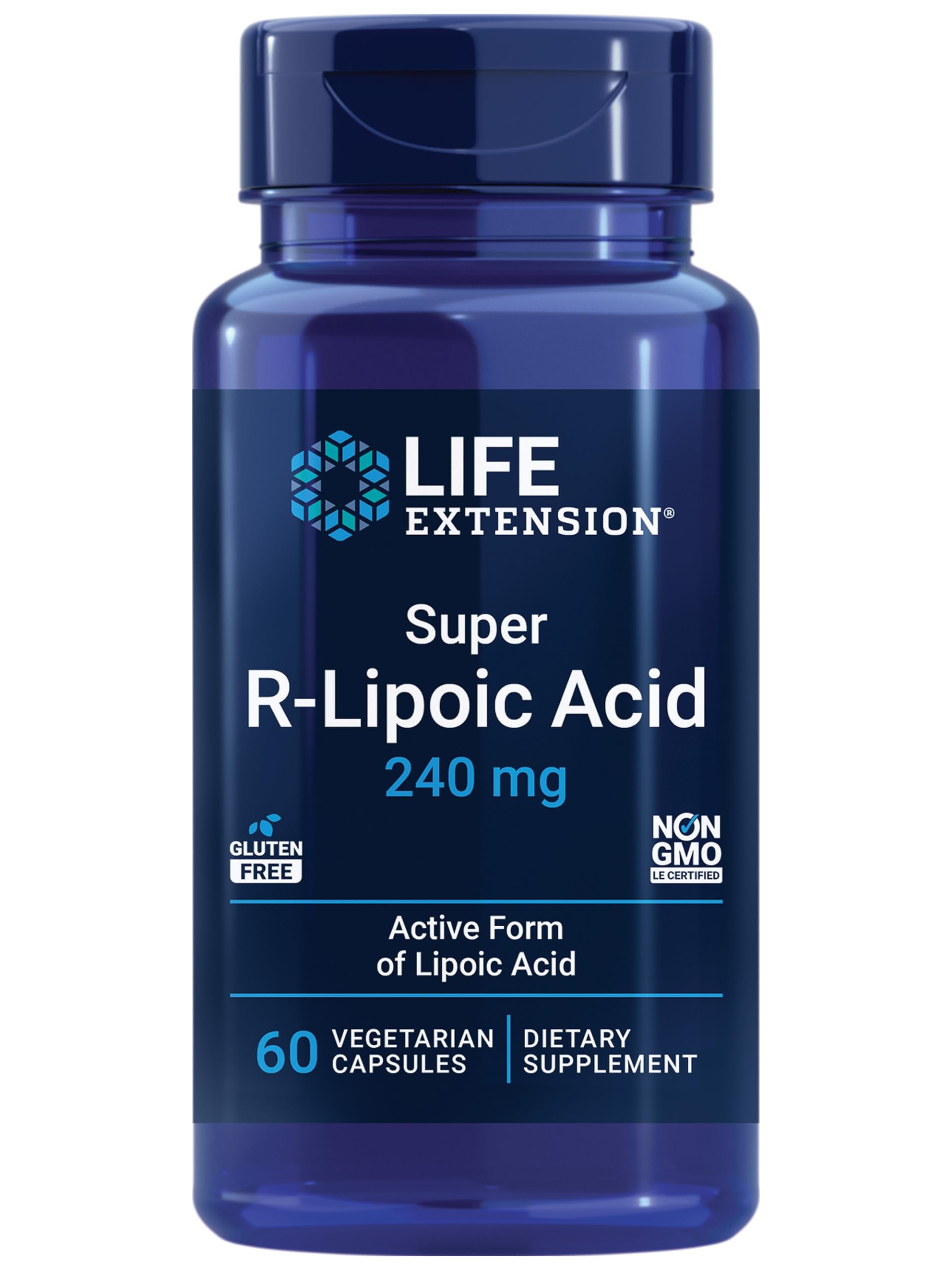 Life Extension frasco frontal mostrando la etiqueta y beneficios clave