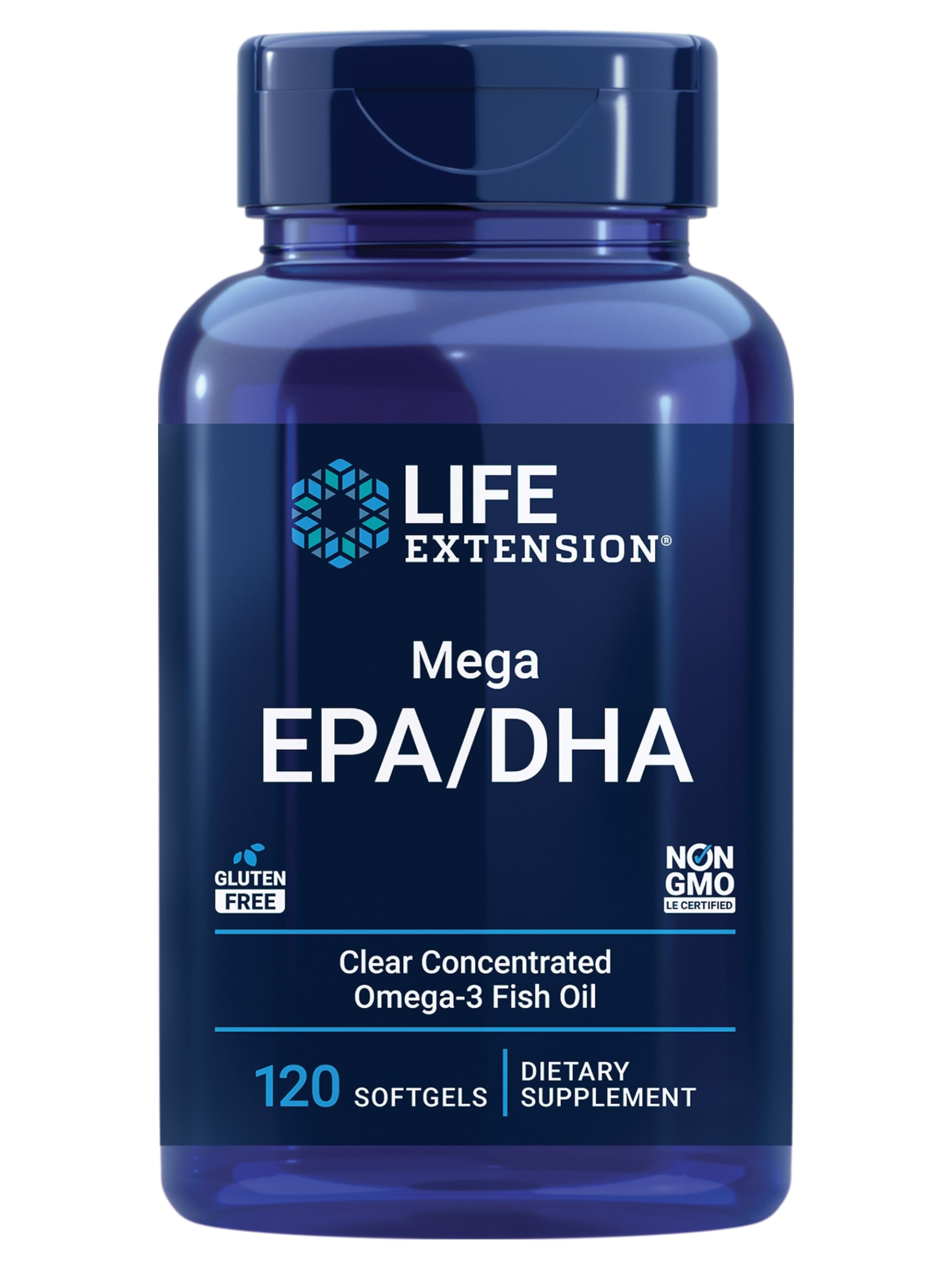 Life Extension frente del producto mostrando la botella y beneficio de omega‑3