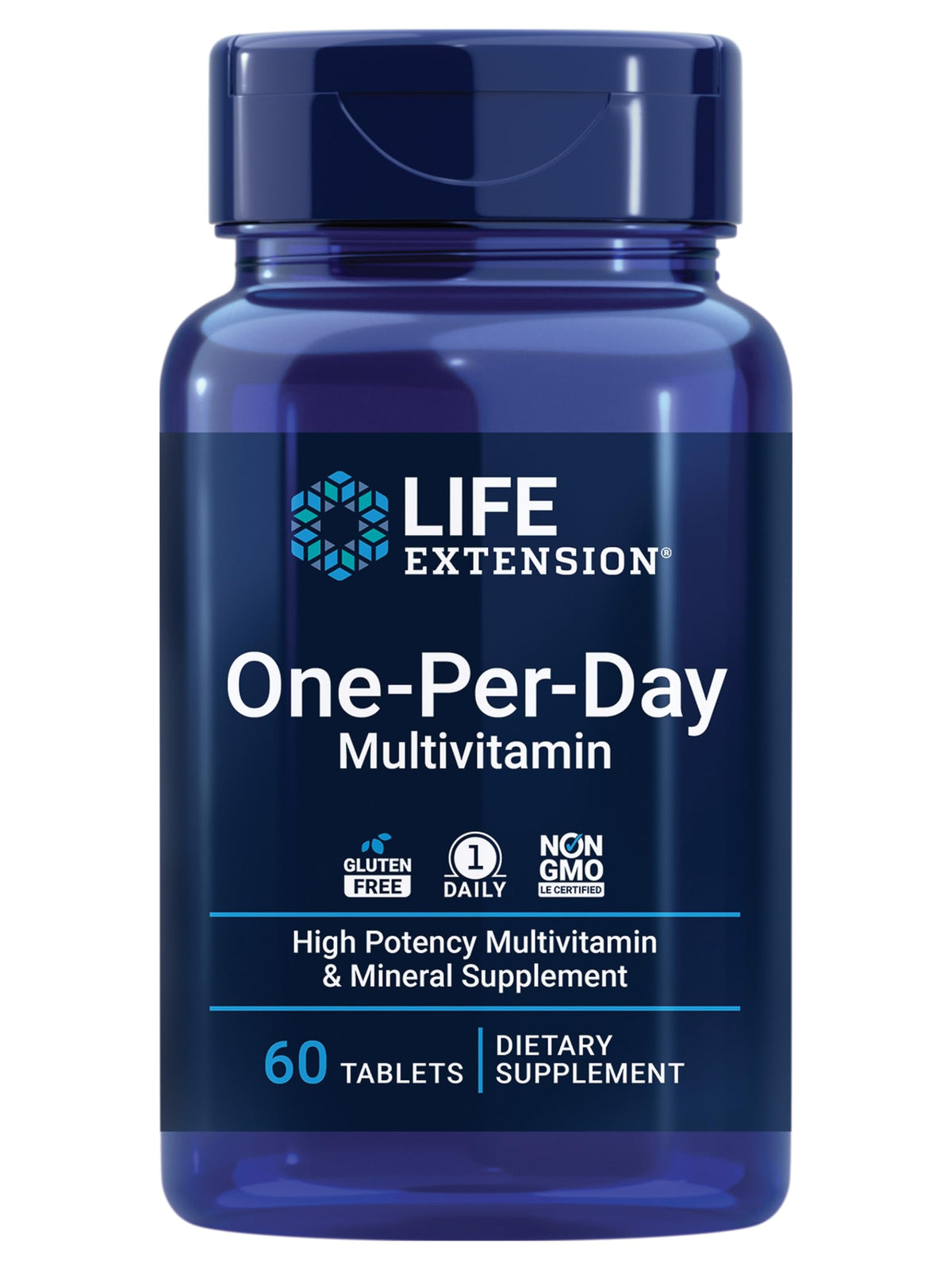 Life Extension frente del envase mostrando 60 tabletas y descripción