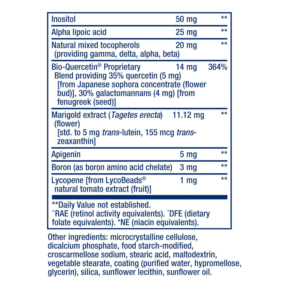 Life Extension etiqueta con lista de ingredientes y formas bioactivas