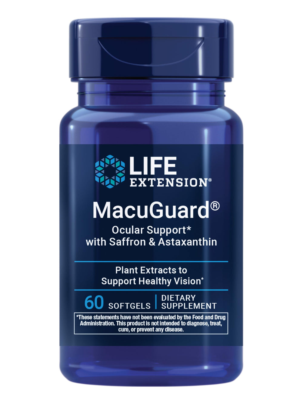 Life Extension frasco MacuGuard frente mostrando envase y beneficio visual