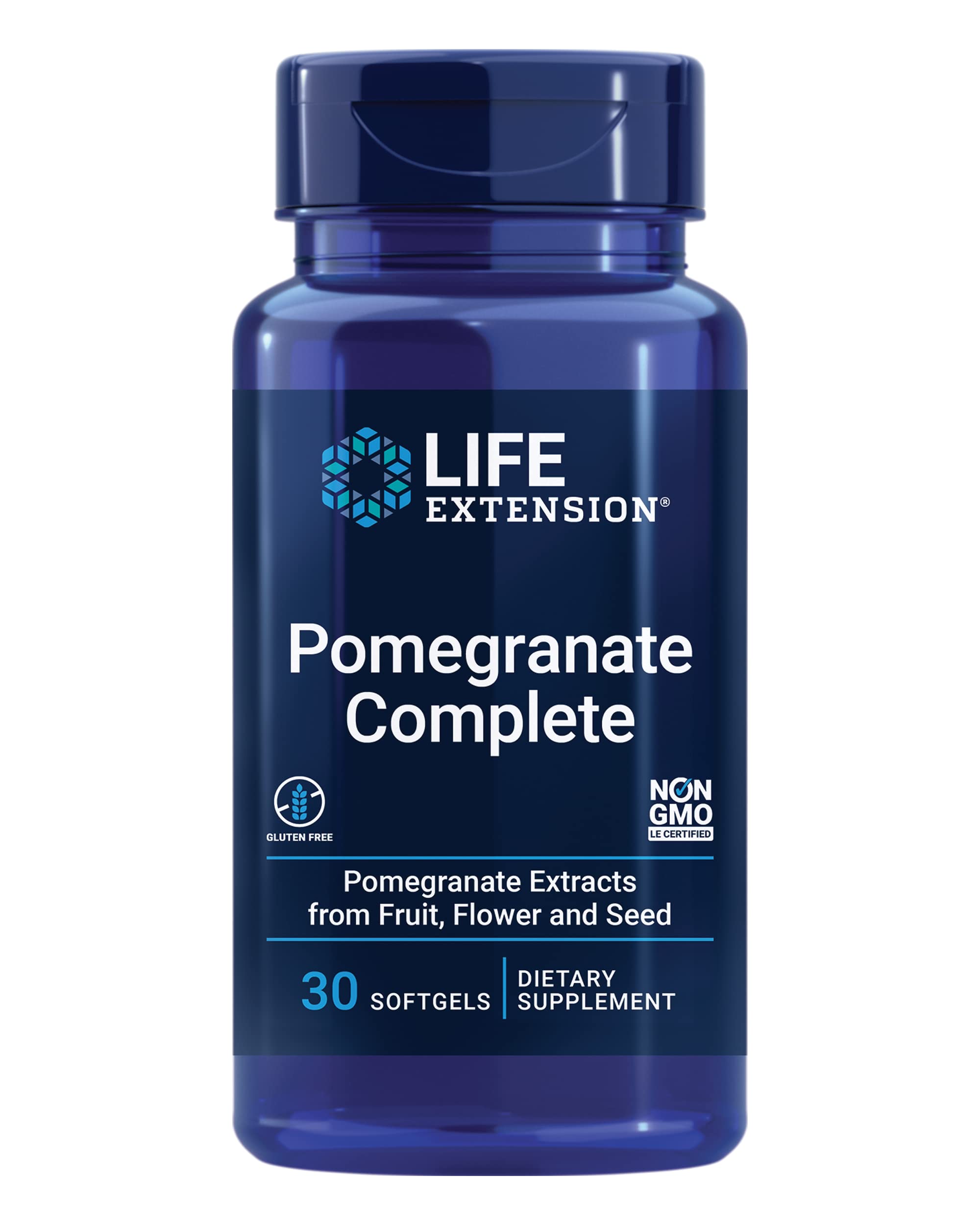 Life Extension frontal del envase mostrando 30 softgels y calidad del producto