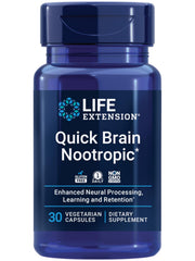 Life Extension frasco frontal mostrando 30 cápsulas y marca para concentración