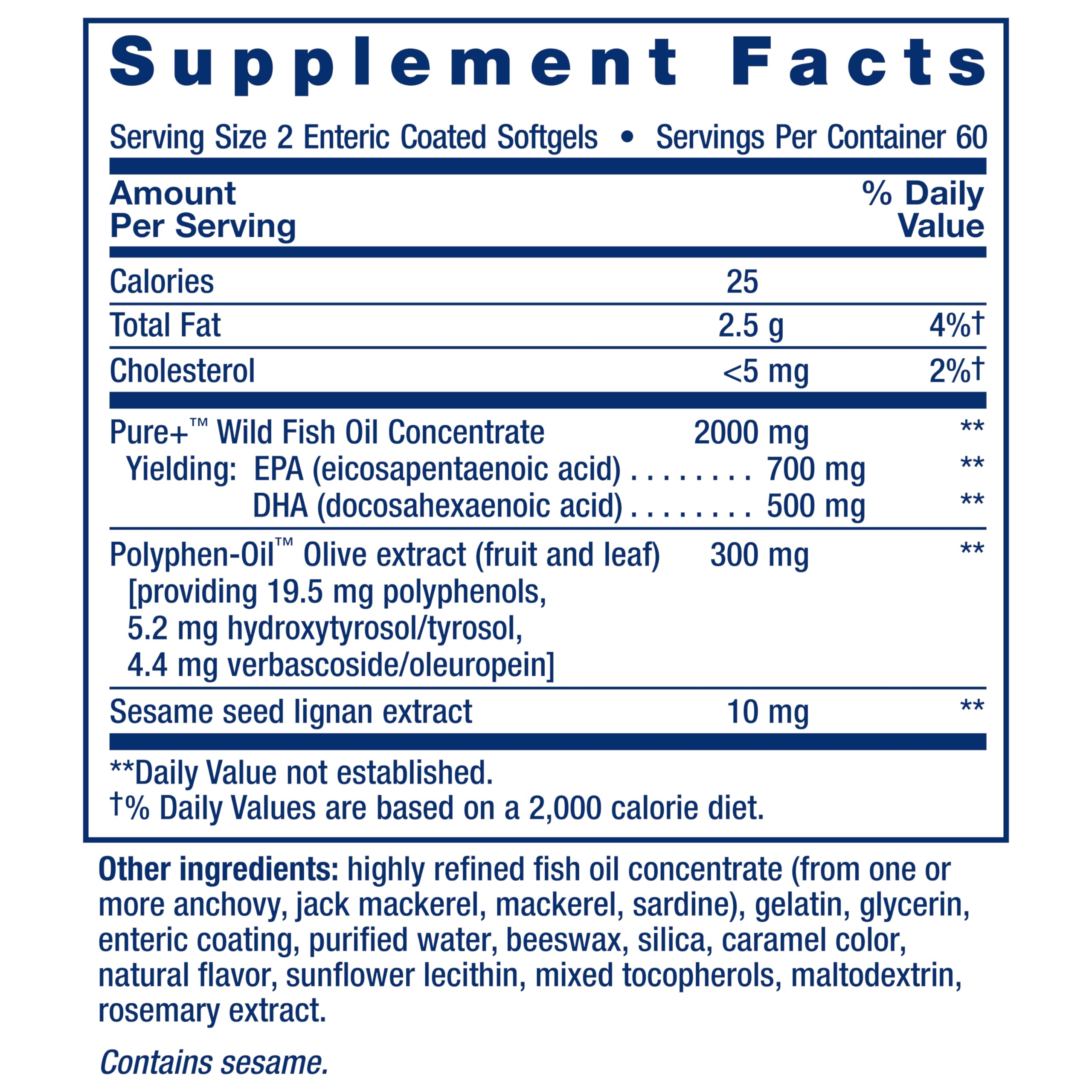 Life Extension etiqueta con lista de ingredientes y datos de pureza visible