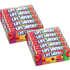 Life Savers frente del empaque mostrando los 5 sabores y conveniencia