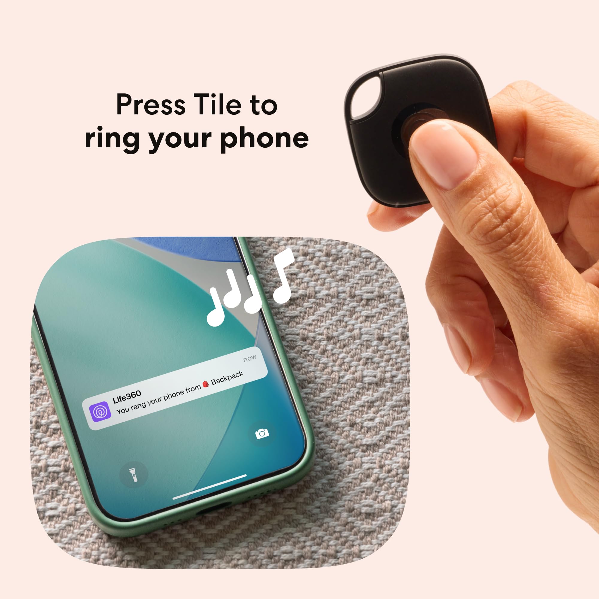 Life360 Tile activando búsqueda de teléfono, ayuda a localizar móviles silenciados