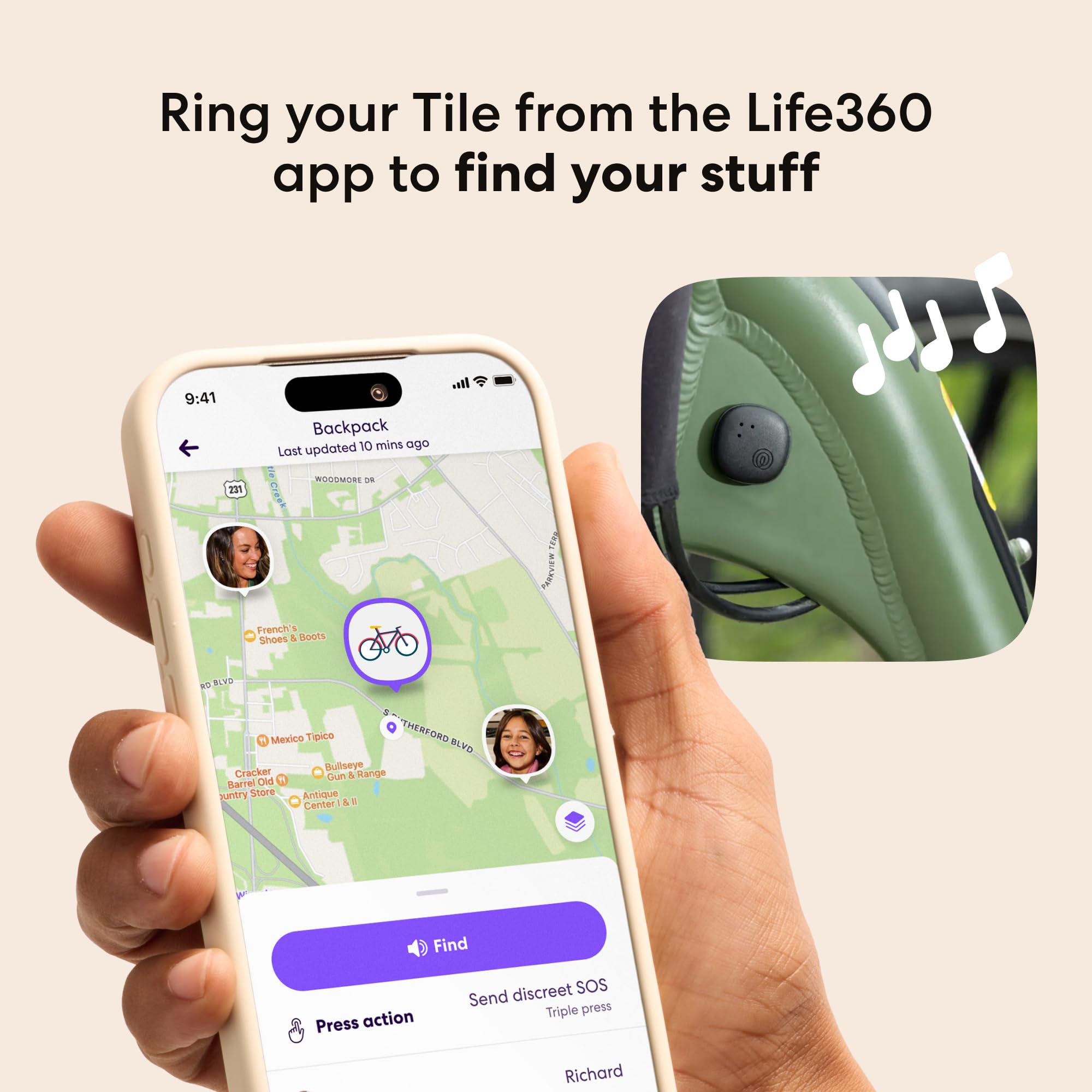 Life360 Tile slim dentro de una cartera para guardar tarjetas, ahorra tiempo al buscar