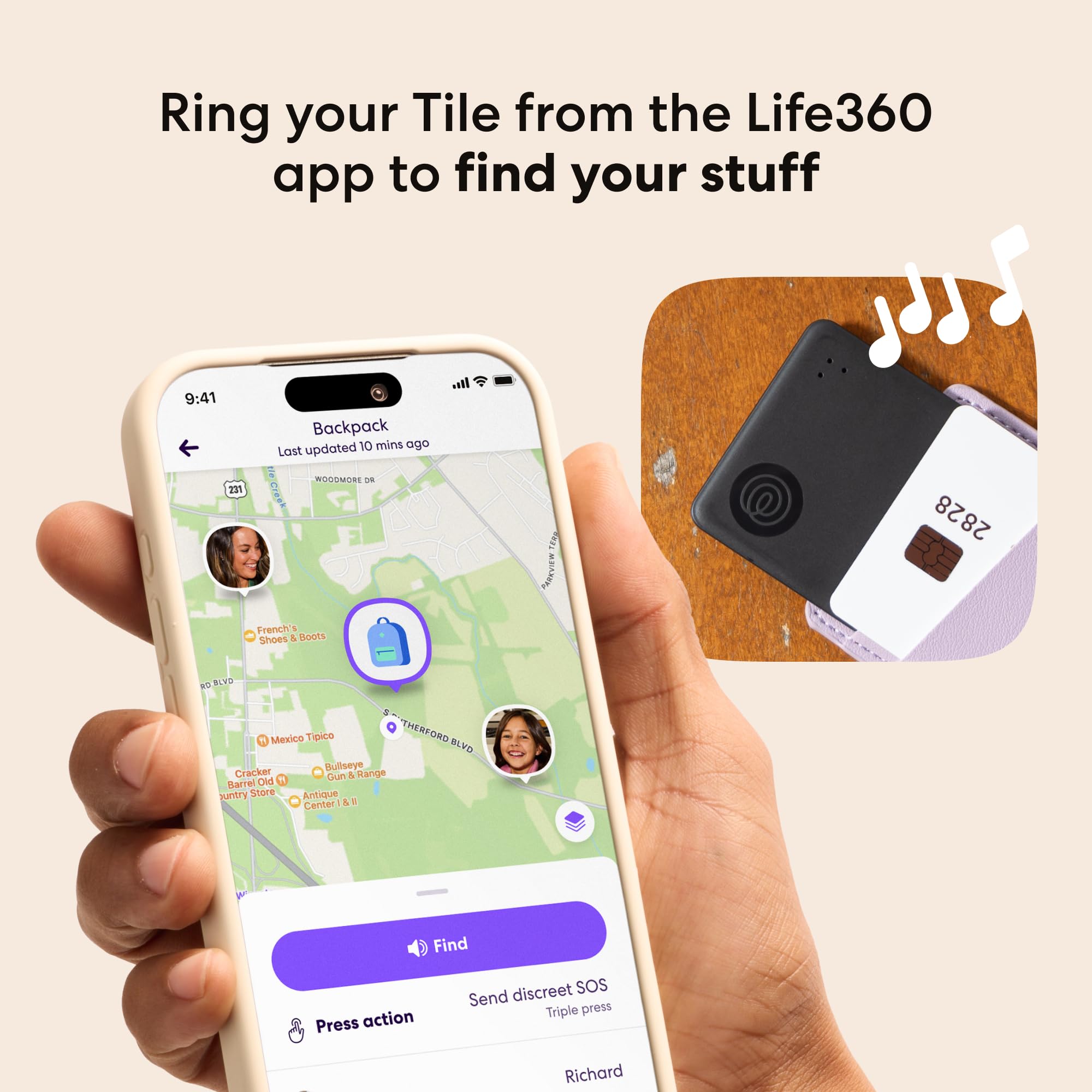 Life360 Tile Slim vista delgada, diseño tipo tarjeta para carteras