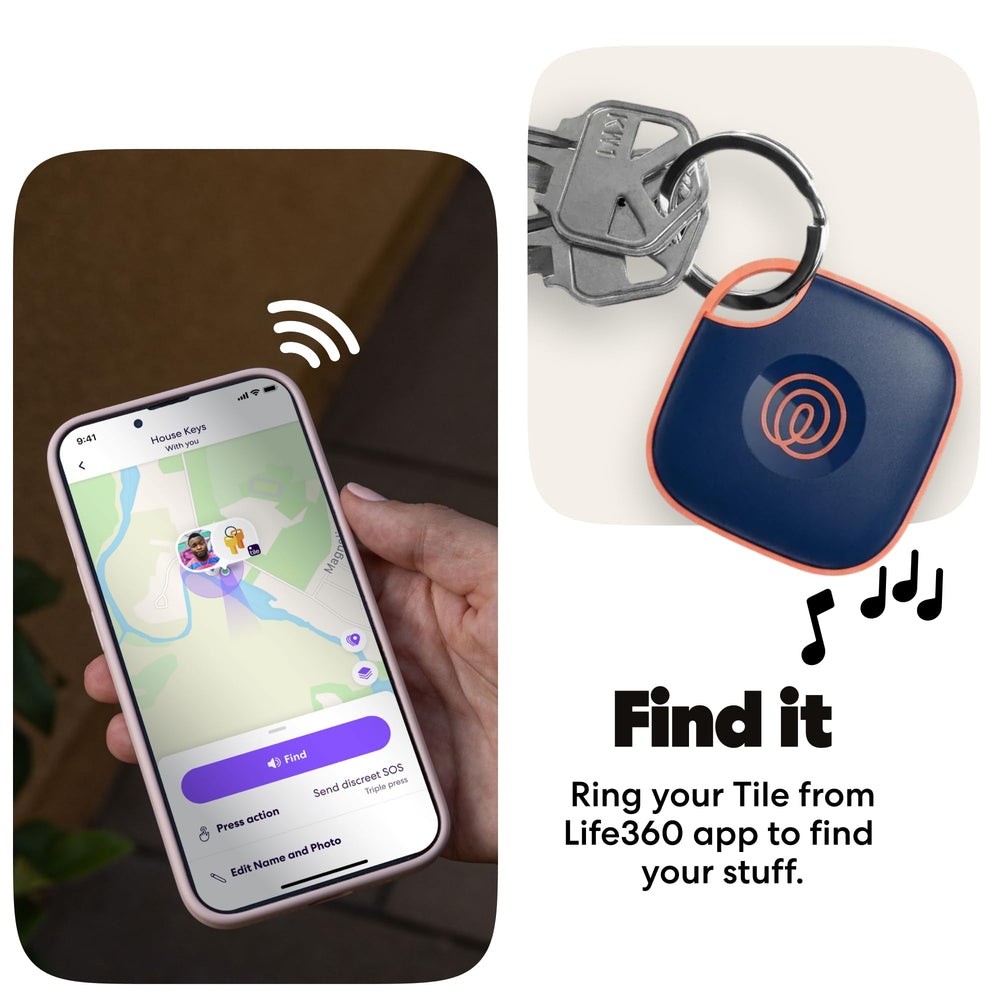 Life360 Tile colocado en mochila para proteger objetos y evitar pérdidas.