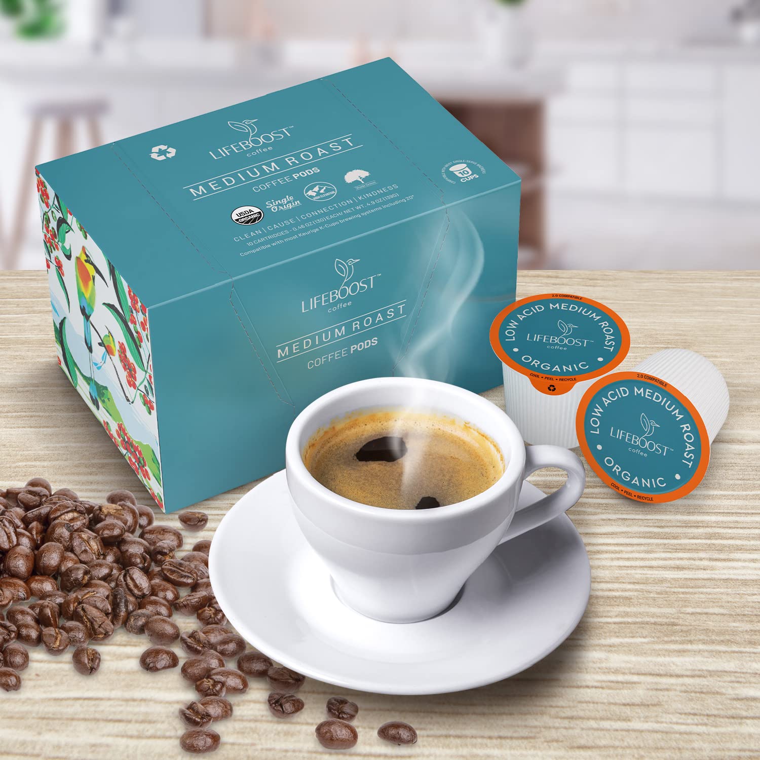 Lifeboost bolsa con granos de origen único, frescura visible