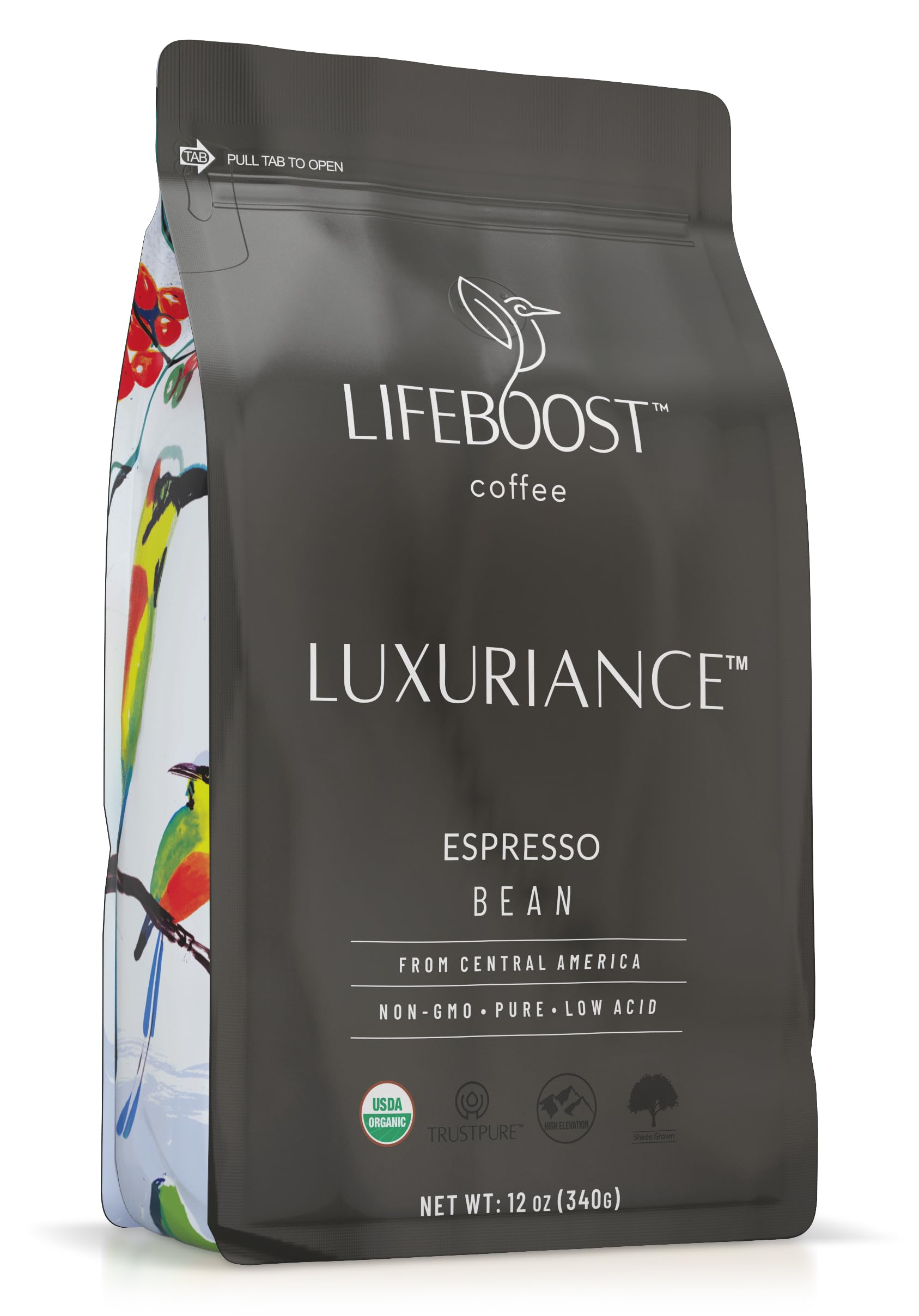 Lifeboost empaque frontal mostrando bolsa de 12 oz y marca, transmite confianza