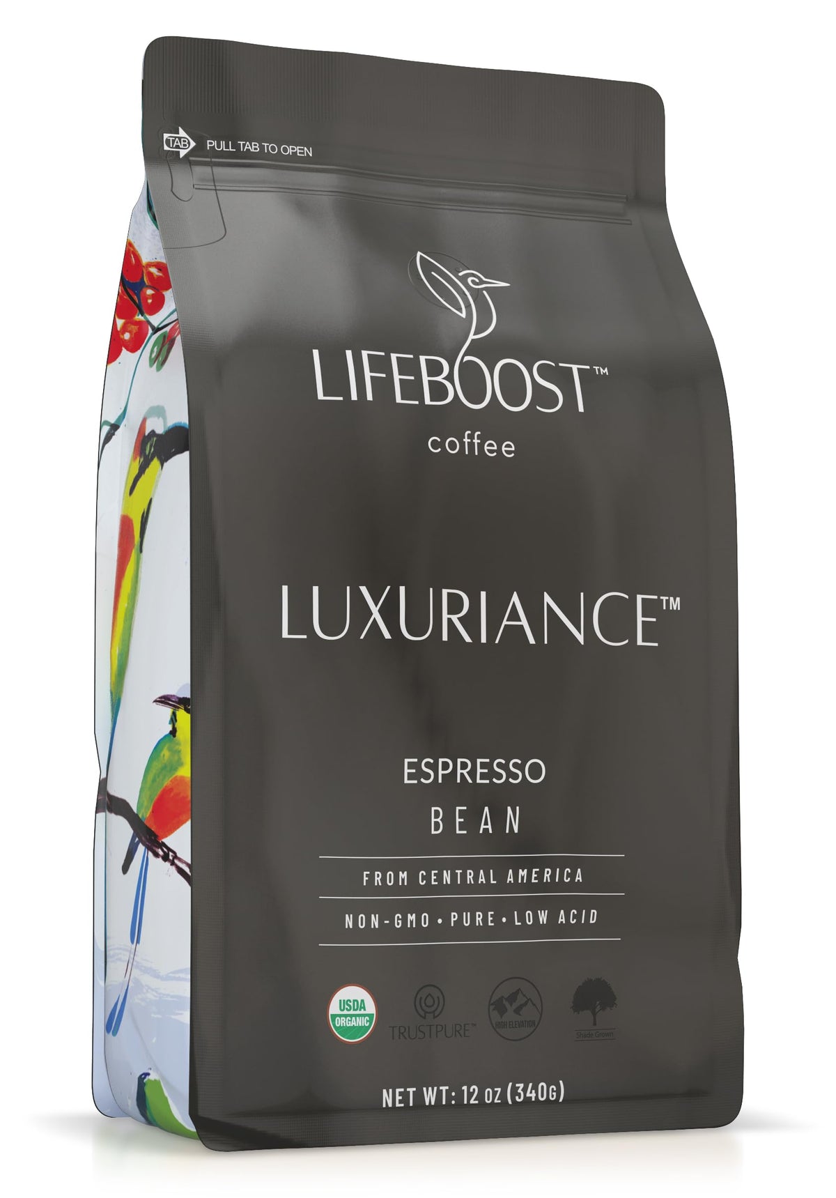 Lifeboost empaque frontal mostrando bolsa de 12 oz y marca, transmite confianza