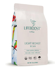 LIFEOBOOST paquete frontal 12 oz mostrando etiqueta orgánica y origen Nicaragua