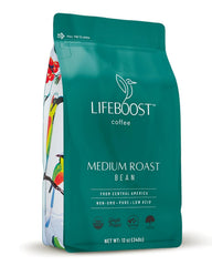 Lifeboost paquete frontal mostrando diseño y beneficio de baja acidez