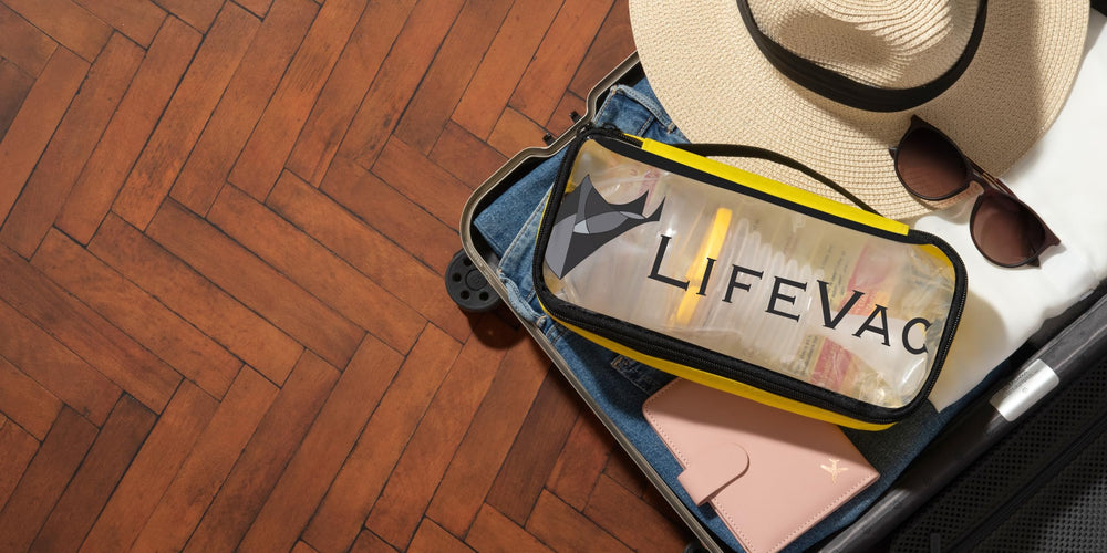 LifeVac accesorios organizados dentro del estuche para despliegue ordenado
