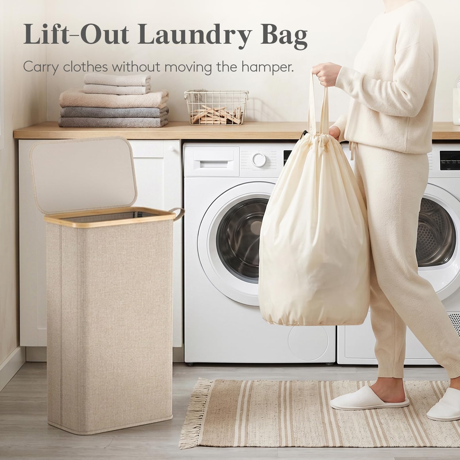 Lifewit asas de bambú para transporte cómodo y aspecto natural