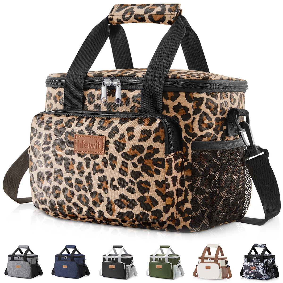 Lifewit bolsa frontal leopardo, elegante y práctica para llevar comida