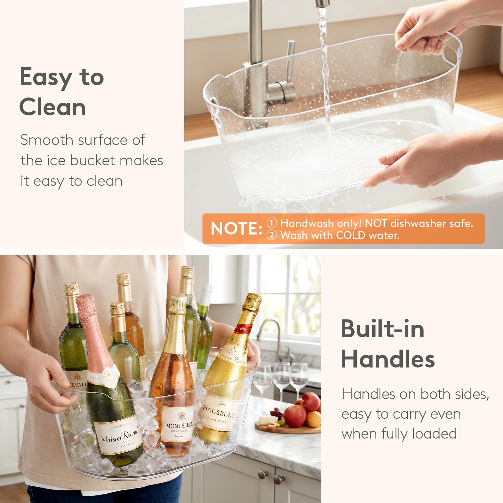 Lifewit interior lleno de hielo manteniendo botellas frías