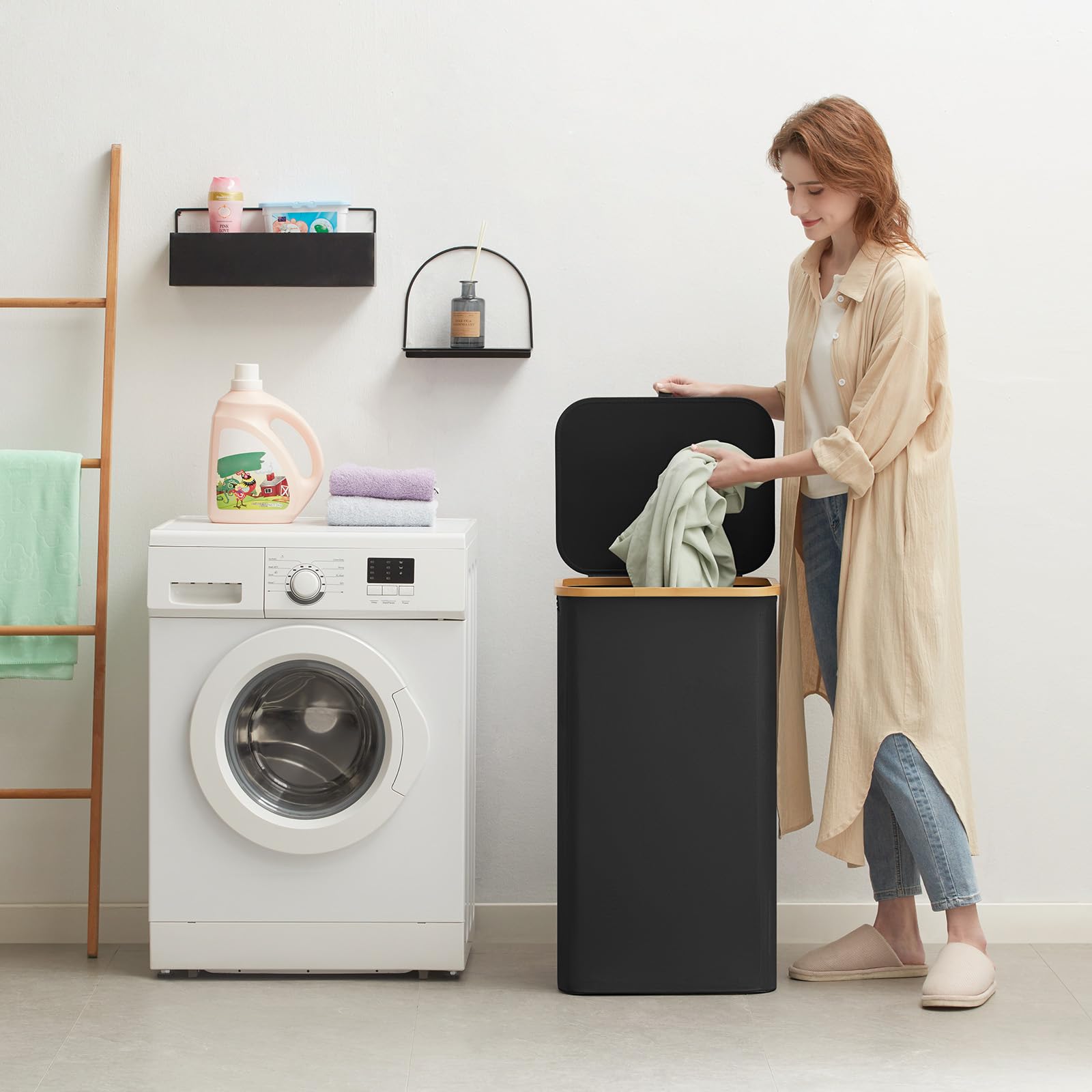 Lifewit asa de bambú, agarre cómodo y soporte resistente para transportar
