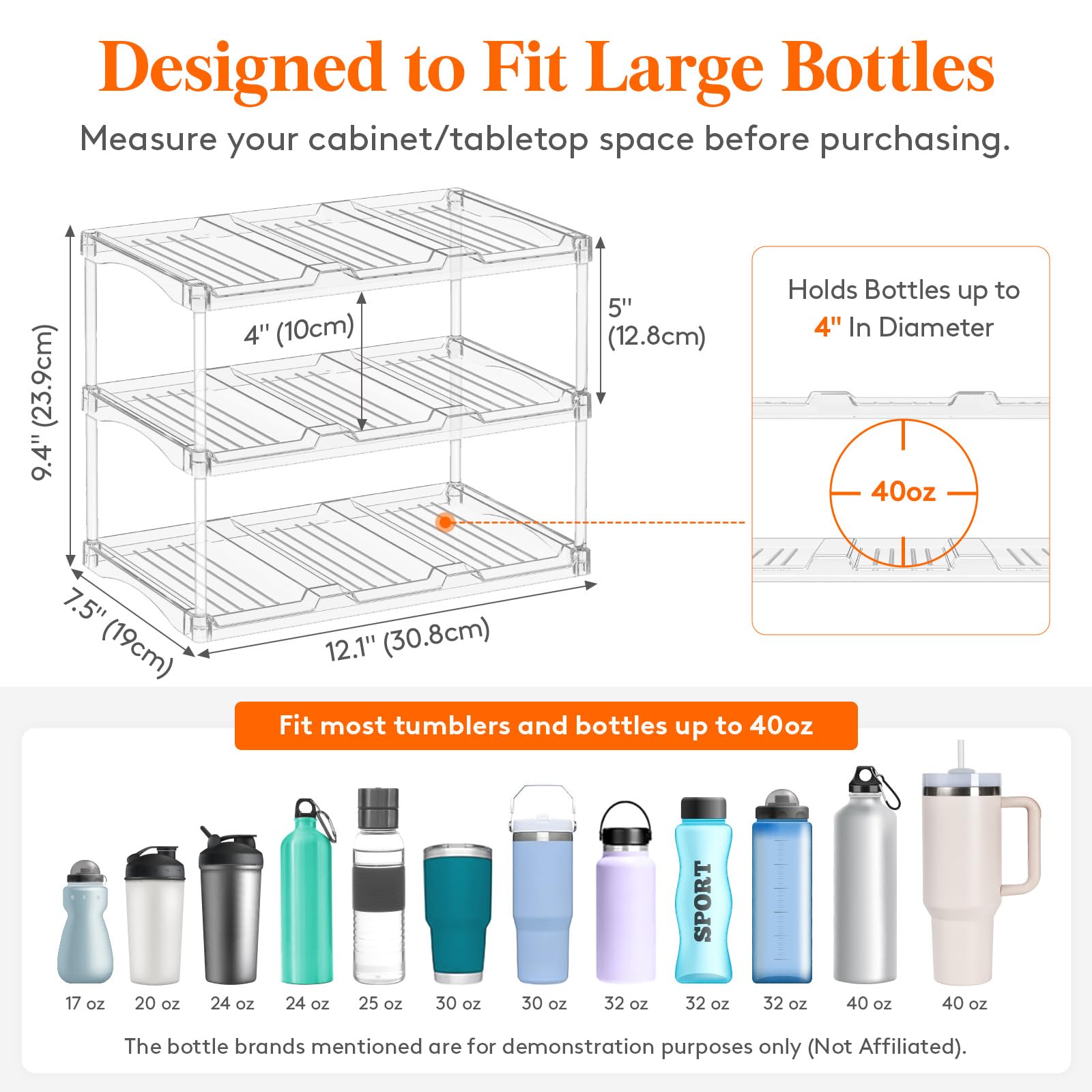 Lifewit detalle de base ancha patentada que estabiliza botellas y evita choques