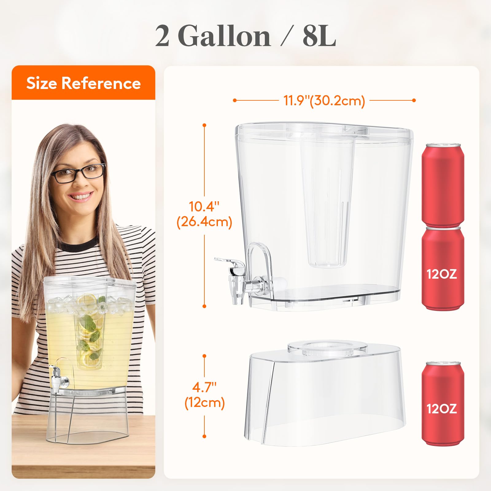 Lifewit columna infusora muestra frutas sin obstruir, mayor comodidad