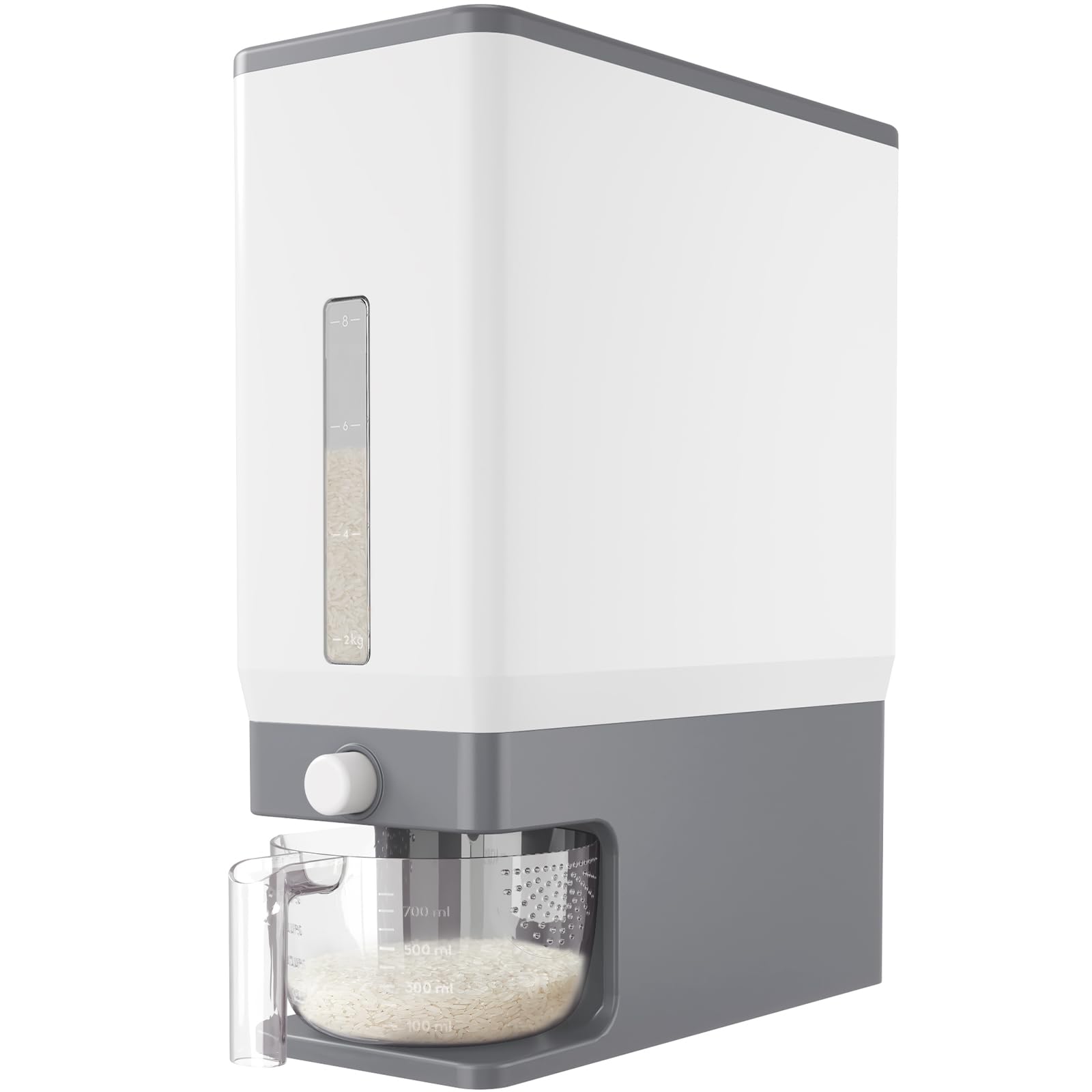 Lifewit dosificador frente gris mostrando su capacidad y diseño compacto