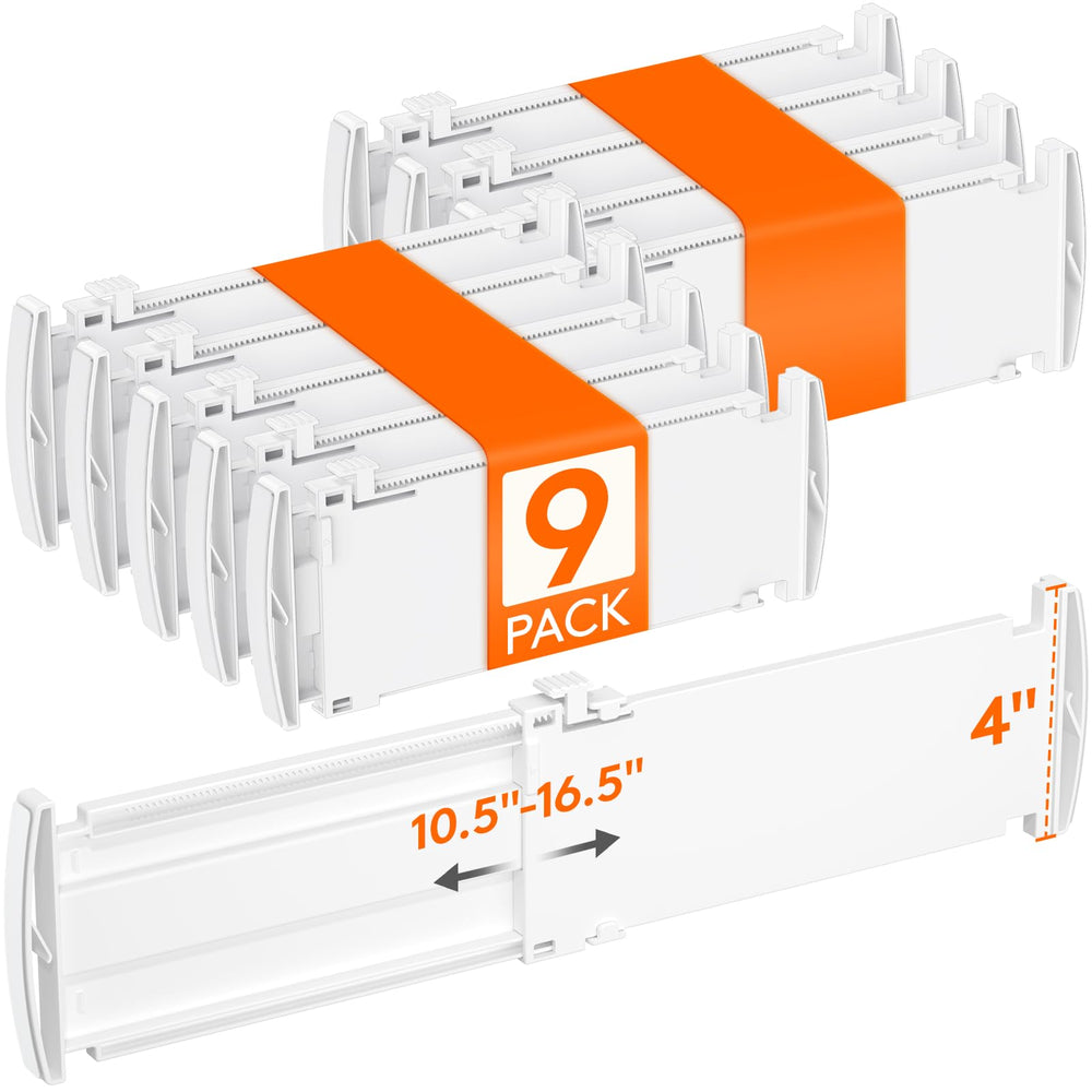 Lifewit paquete frontal de 9 divisores mostrando contenido y ventaja de organización