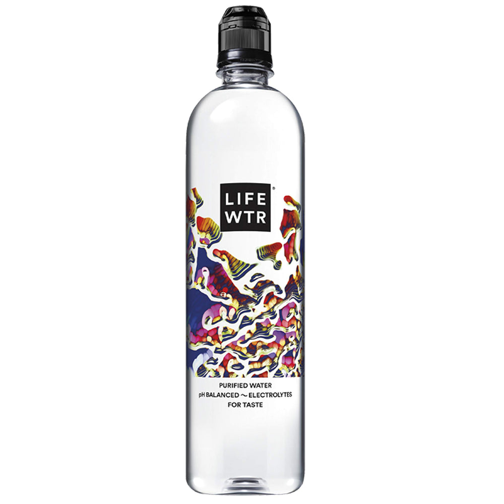 Hand holding LIFEWTR bottle to show 700ml scale and portable hydration benefit
