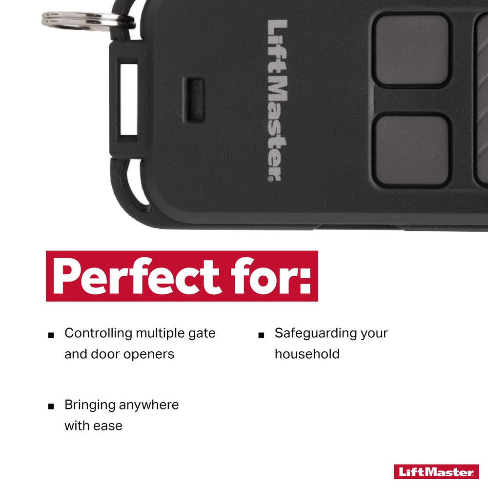 LiftMaster 890MAX comparación de tamaño con llaves para escala