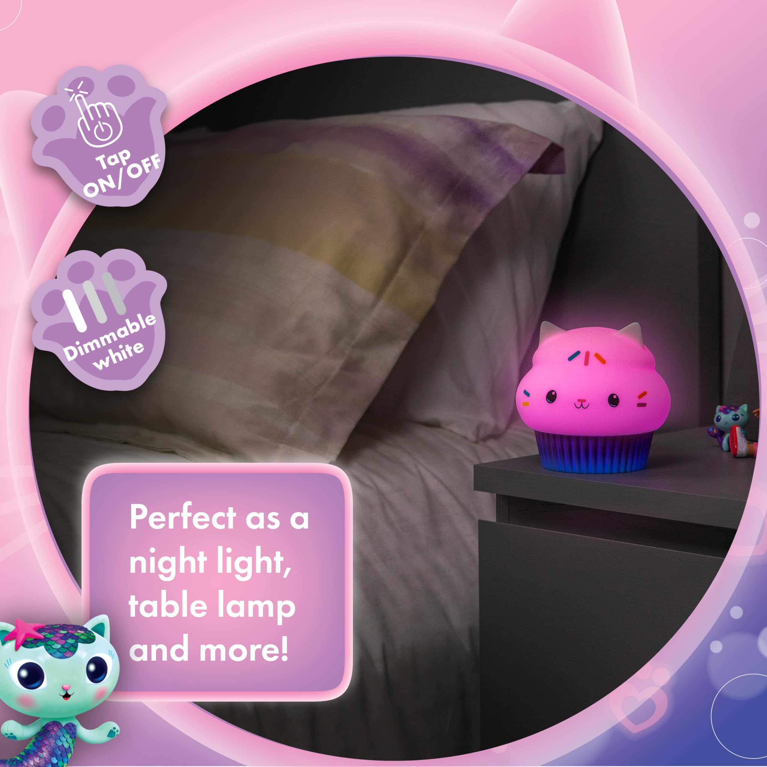 Lights By Night Cakey Cat detalle de base con puerto USB-C y facilidad