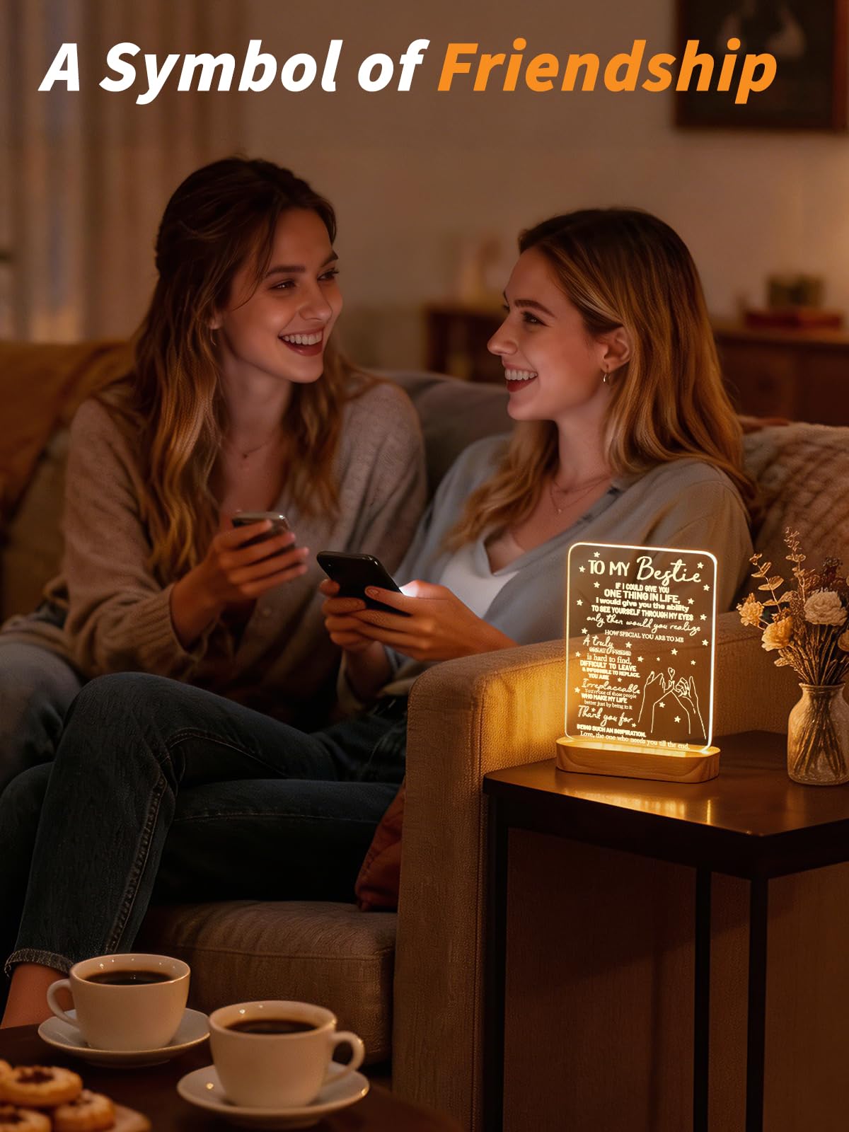 Lightzz lámpara encendida en mesita creando luz cálida y acogedora