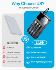 LILIO detalle del cable 3 en 1 nylon que ofrece compatibilidad con múltiples dispositivos