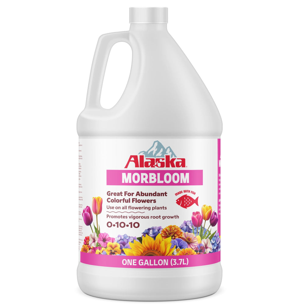 Lilly Miller botella frontal de Alaska Morbloom mostrando presentación de 1 galón y claridad
