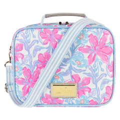 Lilly Pulitzer vista frontal con estampado Beachside Haven y cierre seguro, estilo distintivo