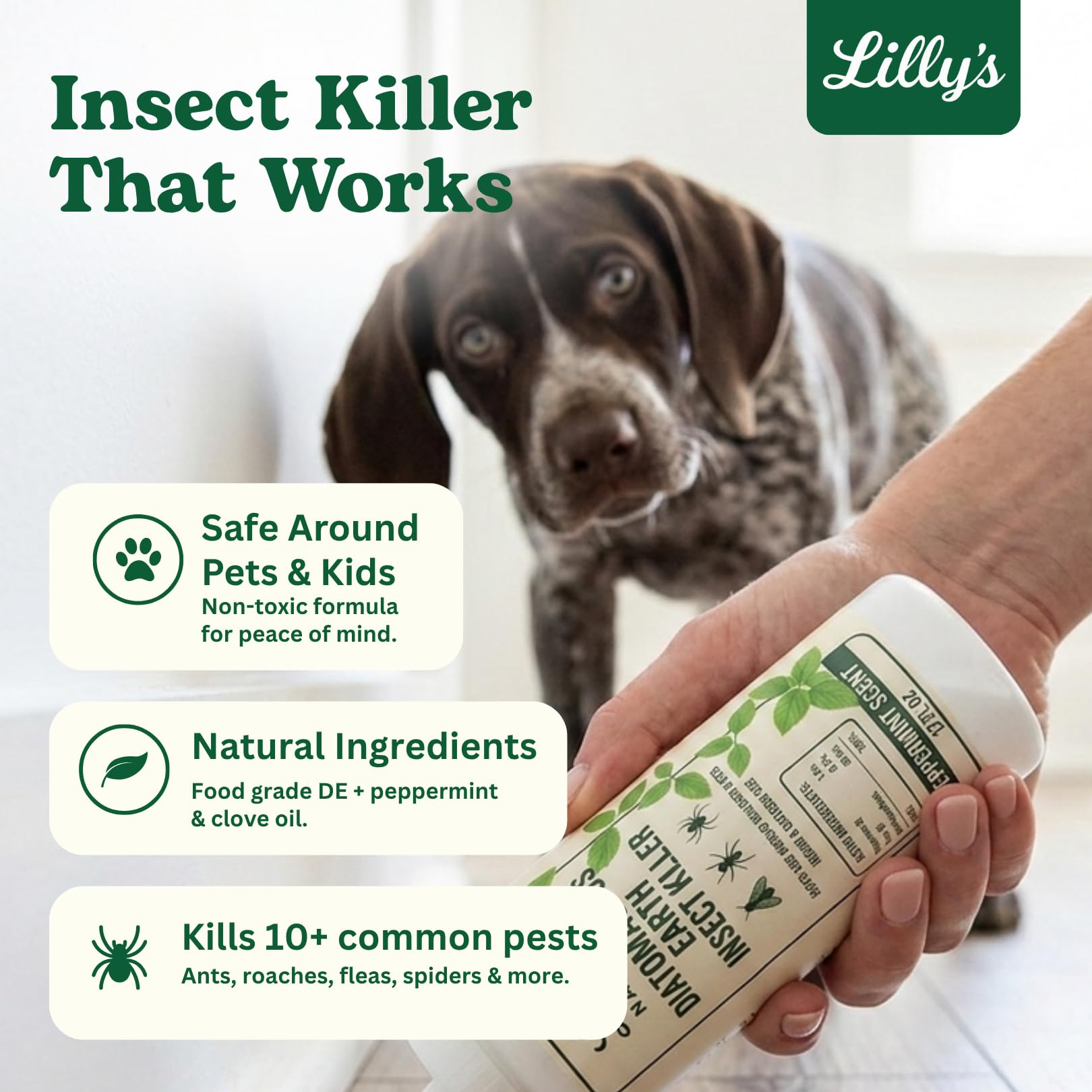 Lilly's Naturals etiqueta con ingredientes y grado alimenticio claro