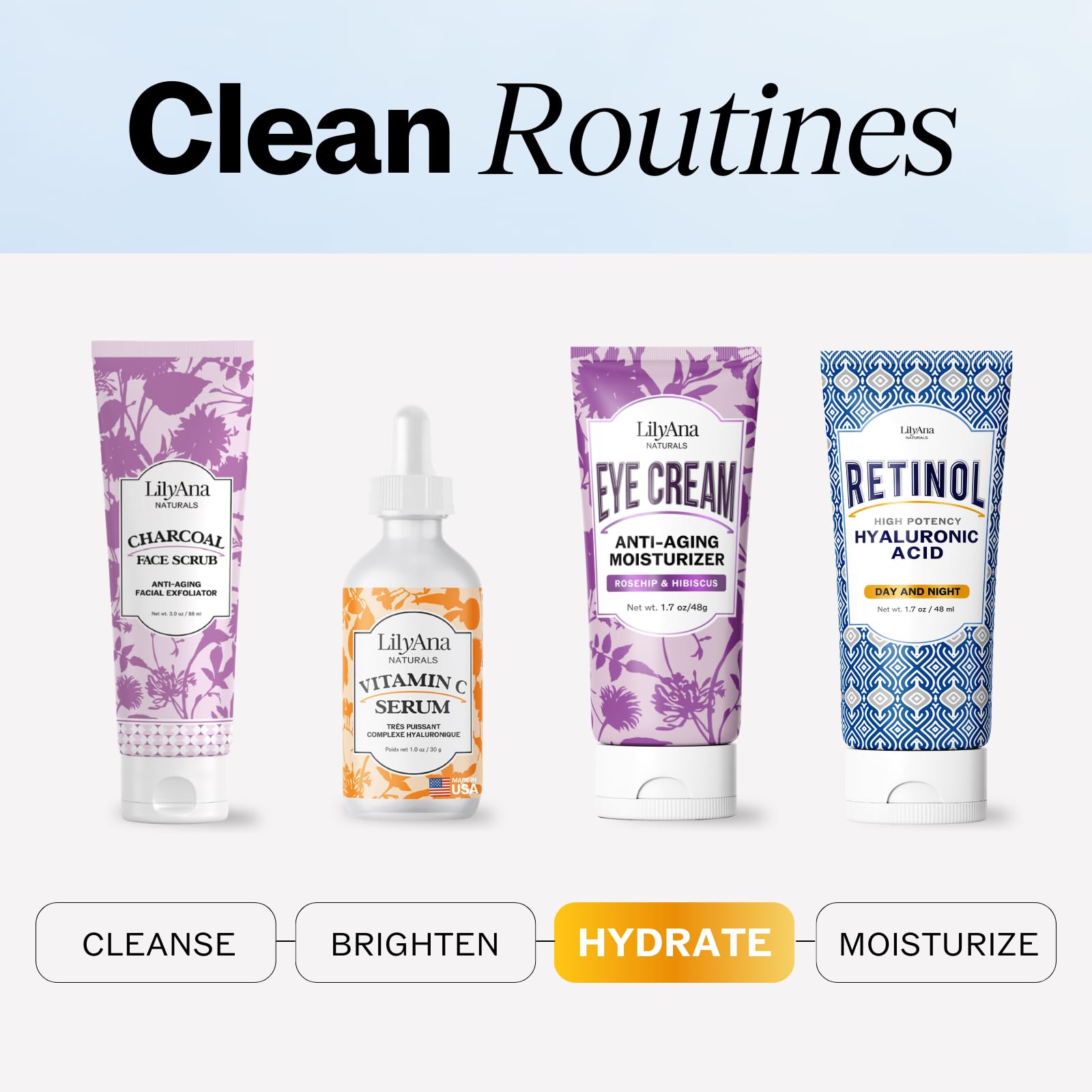 LilyAna Naturals on nightstand in bedroom highlighting daily routine
