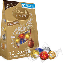 Lindt LINDOR bolsa frontal mostrando diseño y cantidad, perfecta para regalos