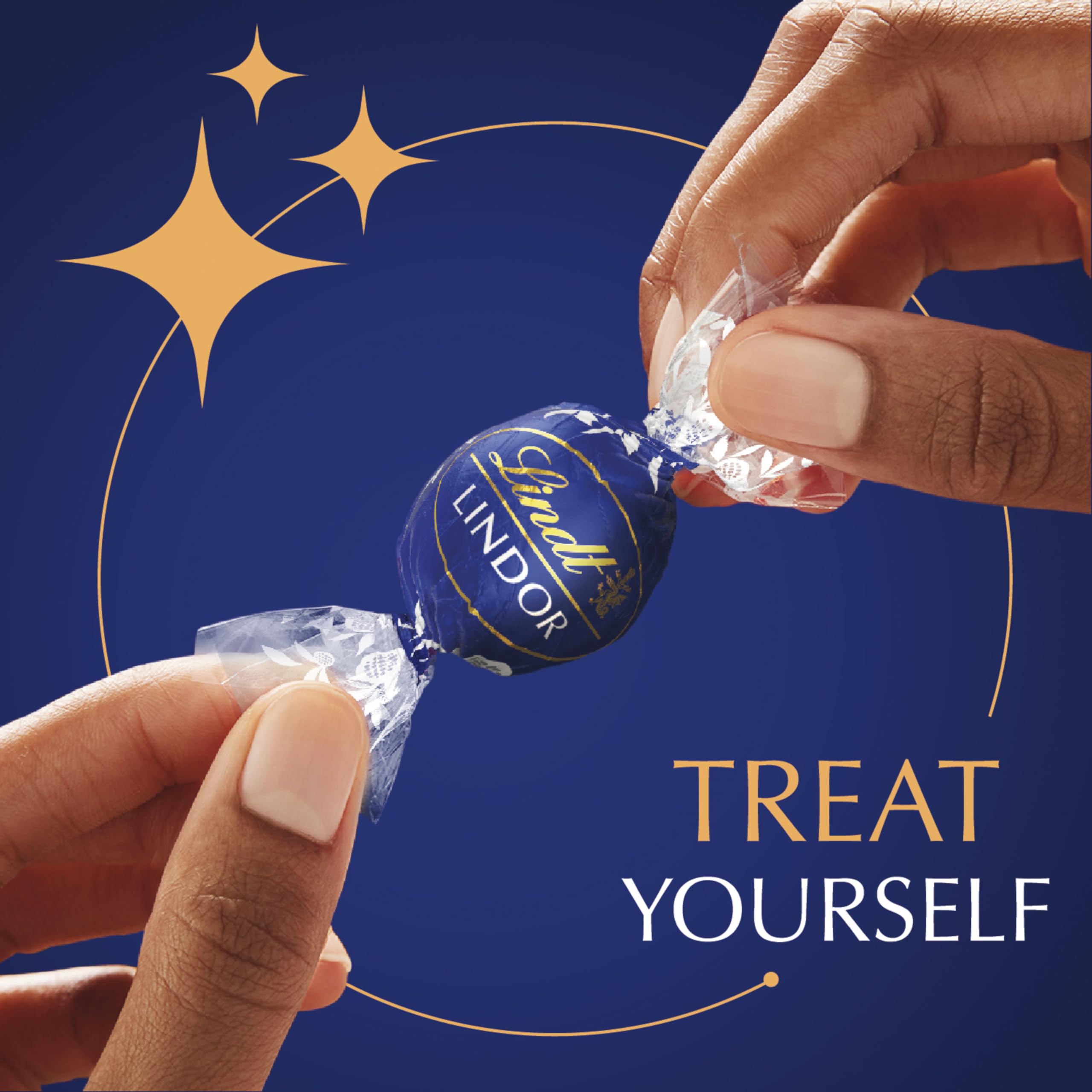 Lindt trufa en mano mostrando tamaño correcto para porciones