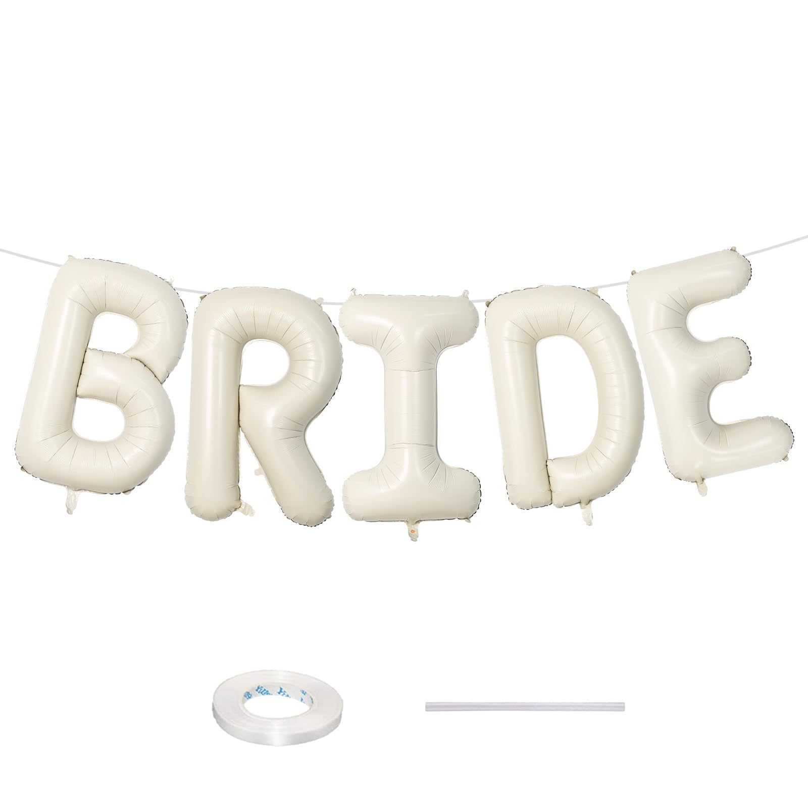 Lingqiang vista frontal de globos BRIDE beige, decoración elegante