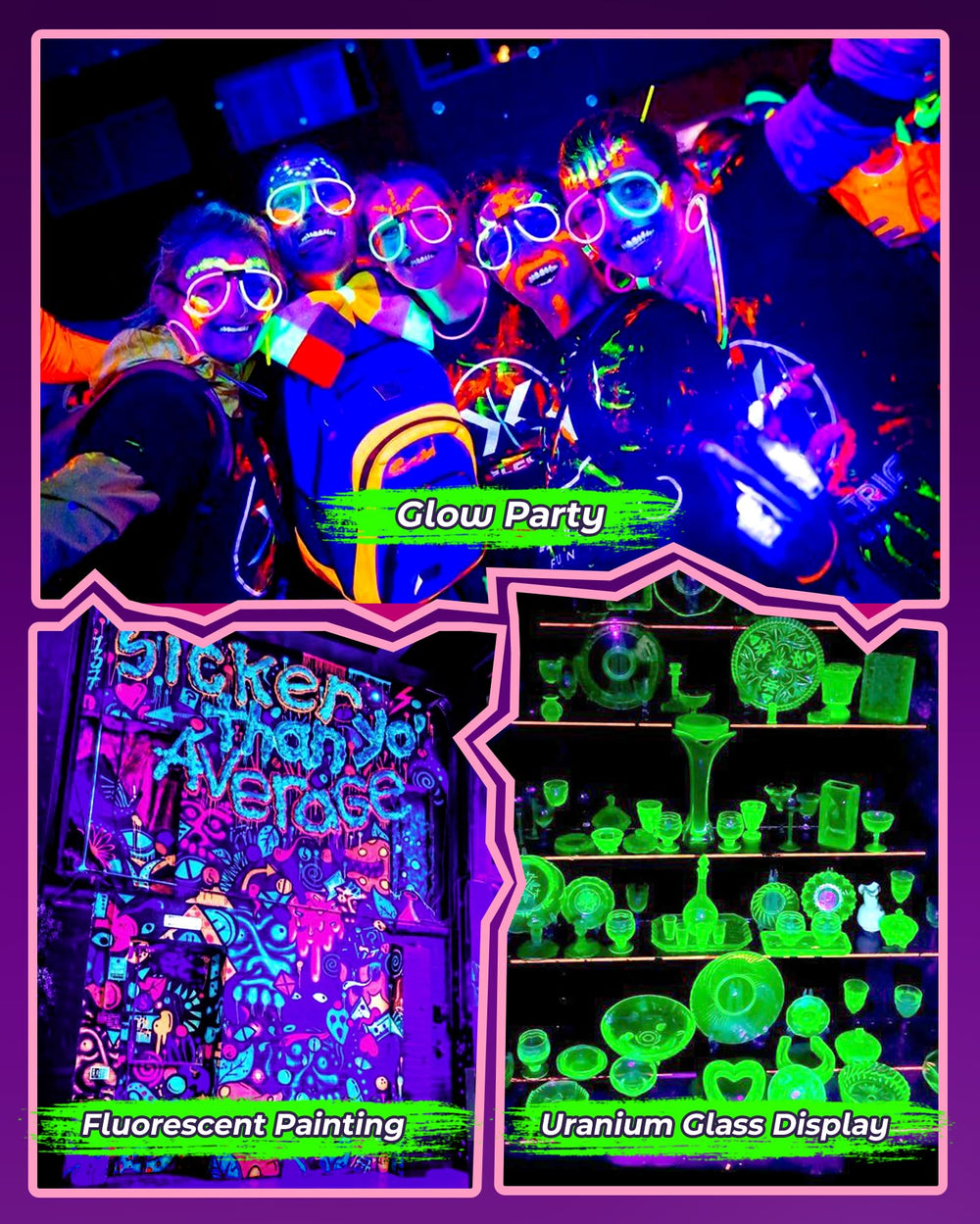 Linstaine foco iluminando fiesta glow con colores fluorescentes vibrantes