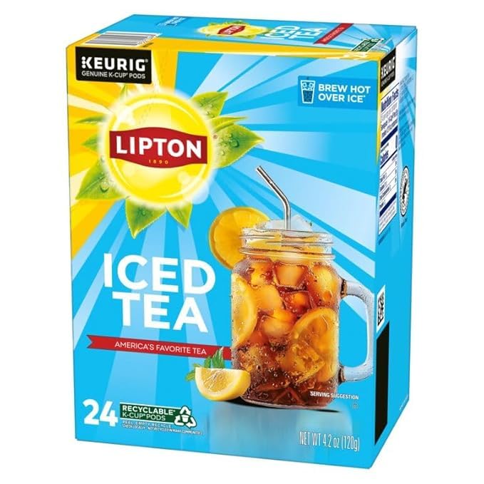Lipton comparación de tamaño con mano para ver escala del paquete