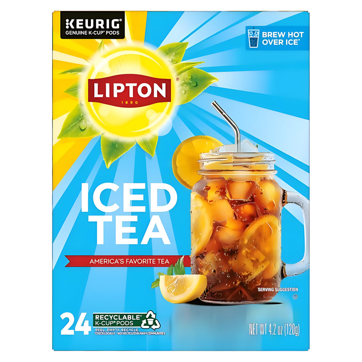 Lipton empaque frontal mostrando 24 K-Cups y facilidad de preparación
