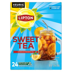 Lipton paquete frontal de K-Cup mostrando diseño y cantidad 24, conveniencia rápida