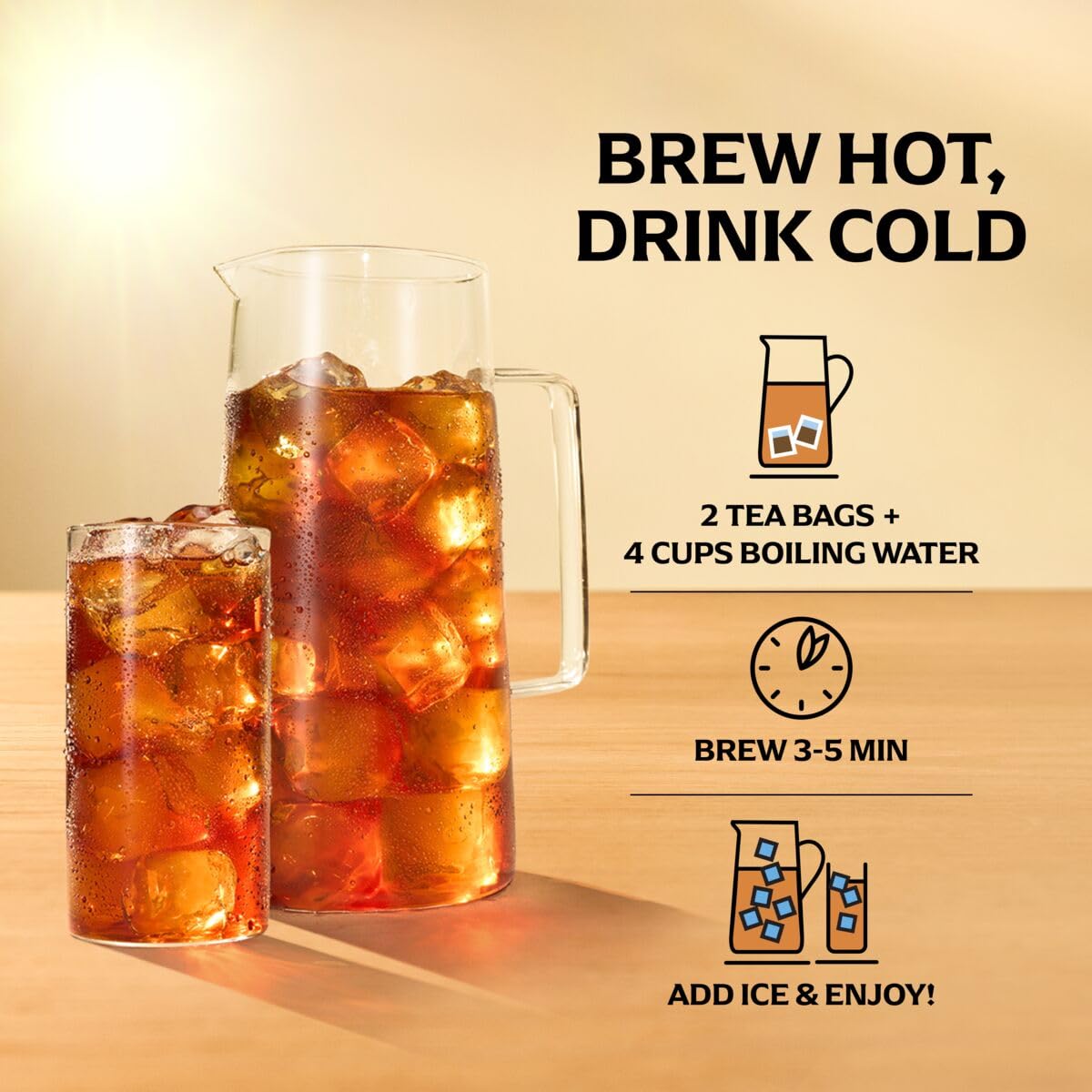 Lipton bolsa junto a regla para comparar tamaño y porciones claras
