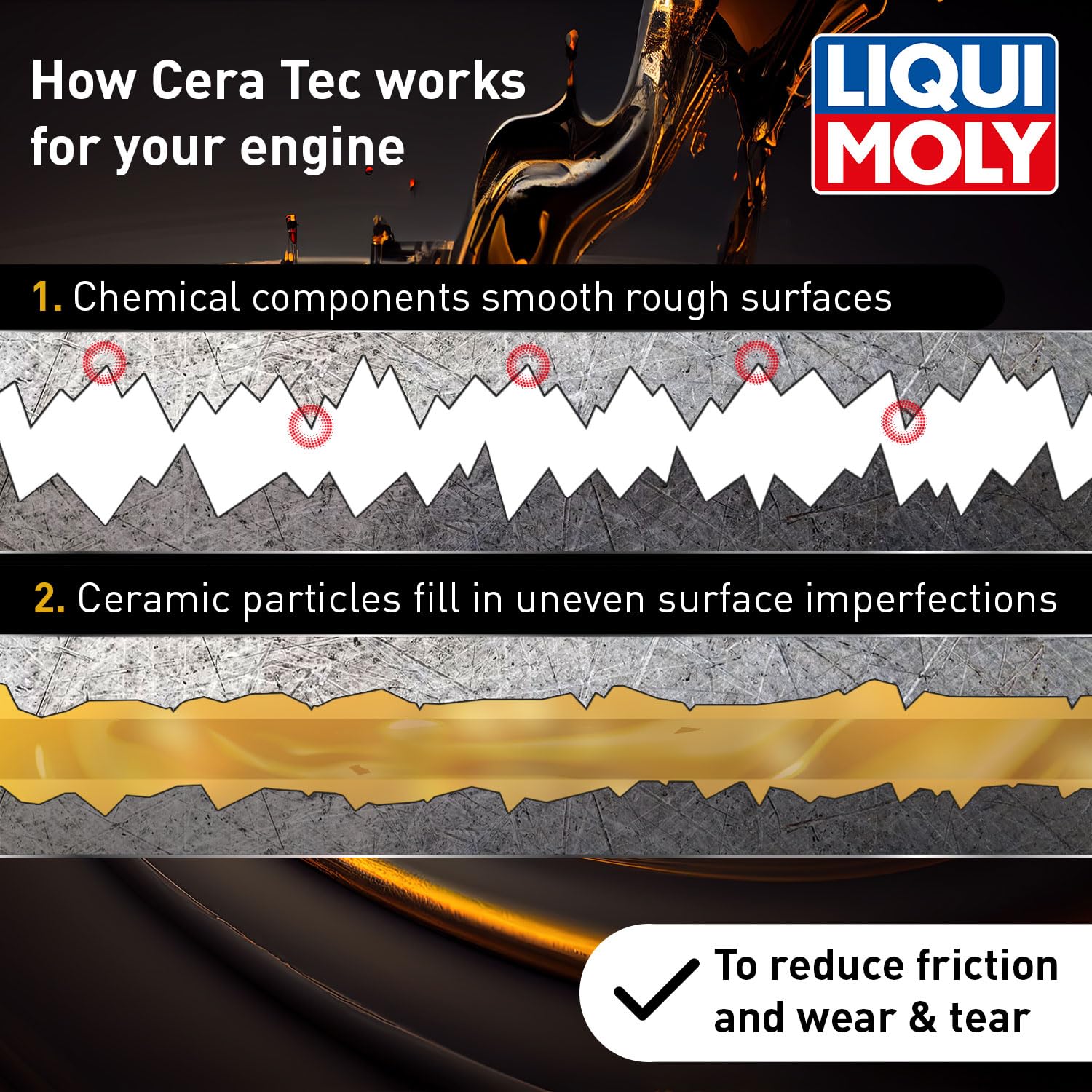LIQUI MOLY aplicación de Cera Tec en motor real demostrando menor desgaste