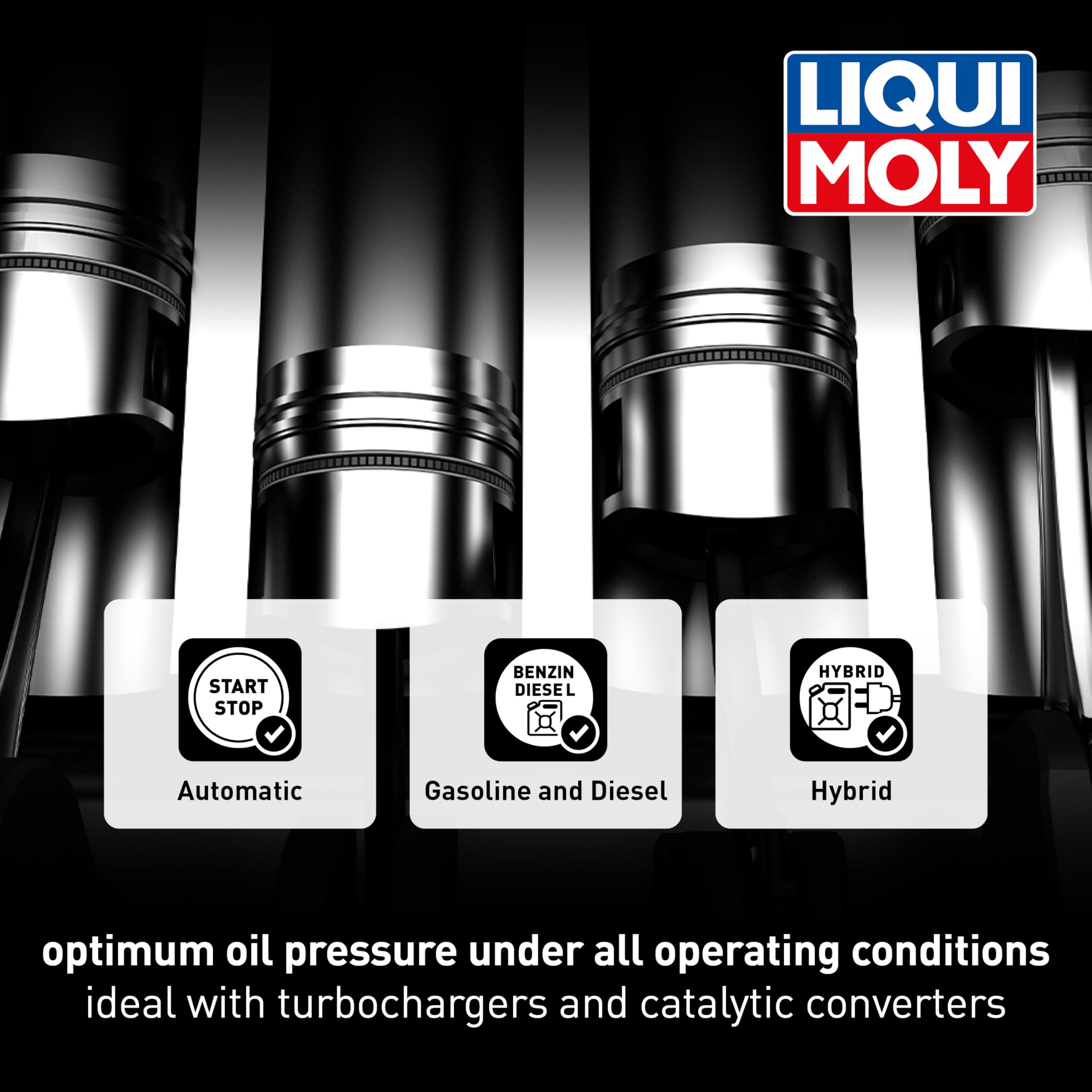 Liqui Moly envase de 5 litros en mano para comparar tamaño y facilidad de uso
