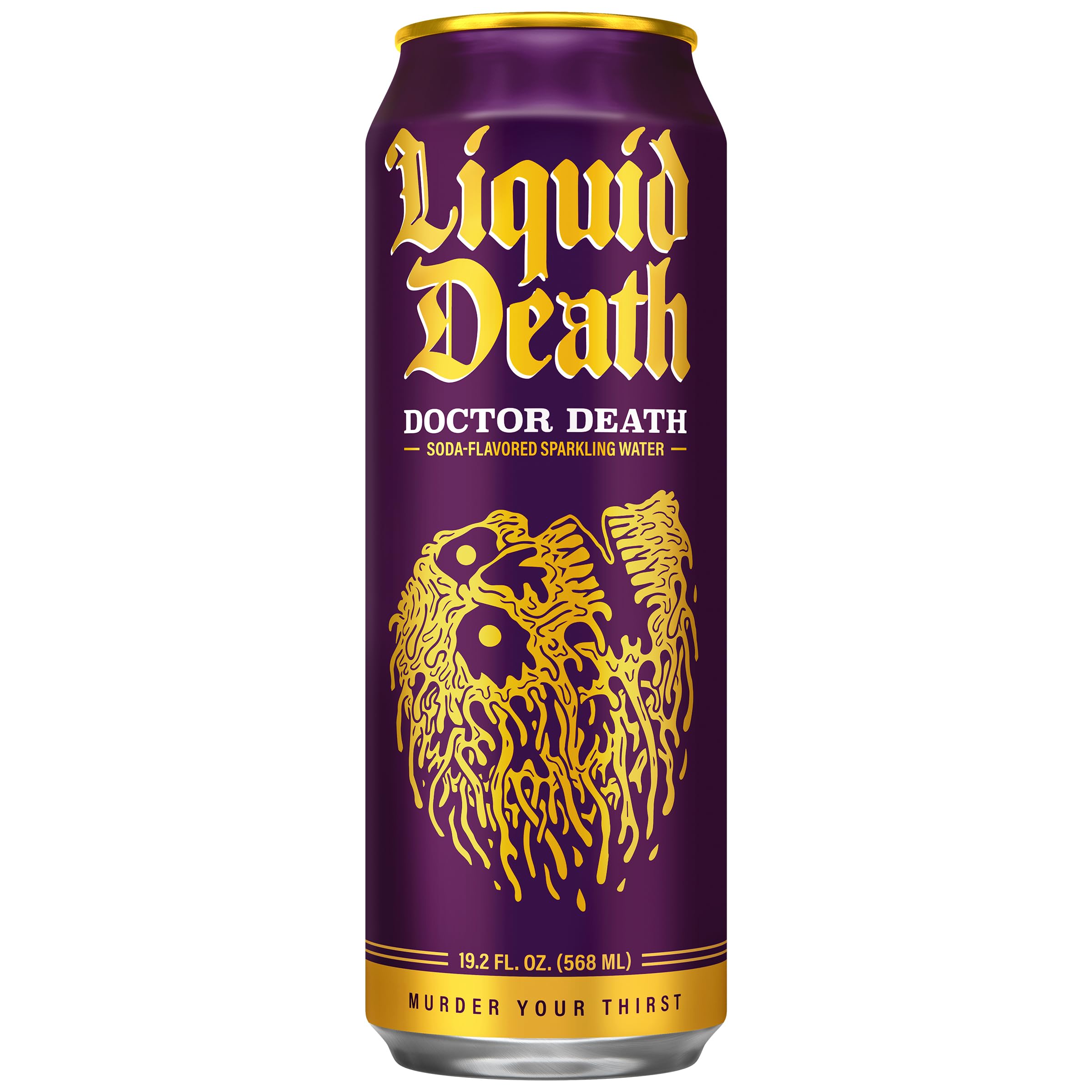 Liquid Death close-up label highlighting flavor notes and ingredients