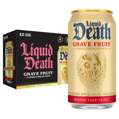 Liquid Death lata frontal mostrando diseño y sabor intenso