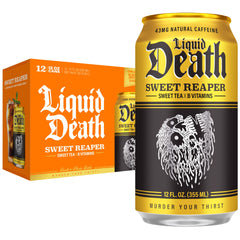 Liquid Death lata frontal mostrando diseño y atractivo, conveniencia en lata